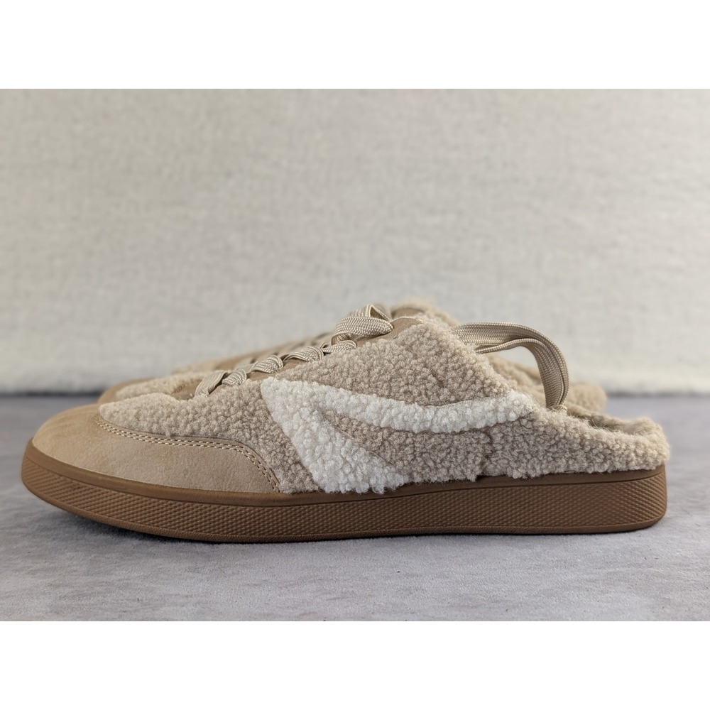 Dolce Vita Vitaly Women Tan Sherpa Faux Fur Slip On Mule Sneakers Size 10 S358